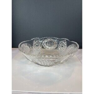 American Brilliant Bowl Cut Glass ABP 9” MCM Serving Vegetable Fruit Vtg